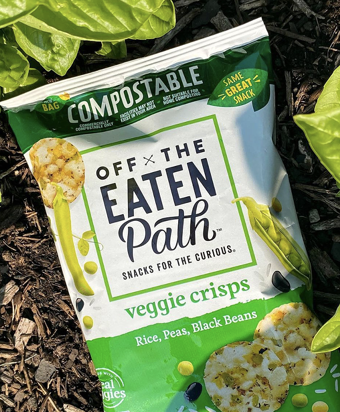 The packaging is being piloted on specially-marked Off The Eaten Path Chickpea Veggie Crisps. - INSTAGRAM / OFFTHEEATENPATHSNACKS