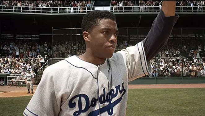 Chadwick Boseman stars as Jackie Robinson in sports drama 42. - WARNER BROS. HOME ENTERTAINMENT