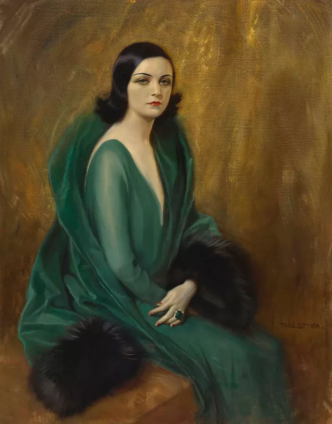 Tade Styka (French, born Poland, 1889–1954), Pola Negri, ca. 1924, Oil on canvas, unframed: 54 1/4 x 42 1/2 in. (137.8 x 108 cm), framed: 66 3/4 x 55 in. (169.5 x 139.7 cm), Bequest of Pola Negri, 87.39.1 - COURTESY OF SAN ANTONIO MUSEUM OF ART