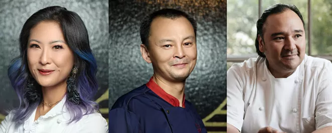 San Antonio chefs Kristina Zhao (L), Jian Li, Johnny Hernandez (R) will host a Dec. 12 Taste America dinner. - NATALIA SUN FOR DASHI SICHUAN KITCHEN + BAR, JOSH HUSKIN FOR LA GLORIA