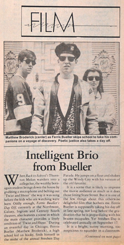 The Current's review of the 1986 film Ferris Bueller's Day Off