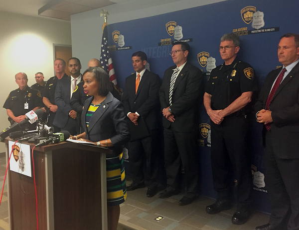 Mayor Ivy Taylor speaking at Thursday's press conference. - ALEX ZIELINSKI