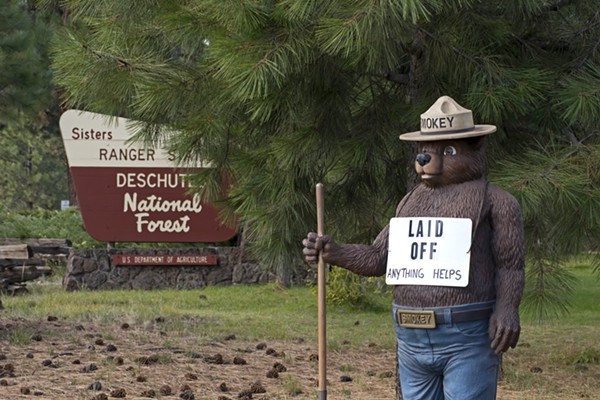 Smokey the Bear with a "Laid Off" sign during the 2013 government shutdown. - SHUTTERSTOCK