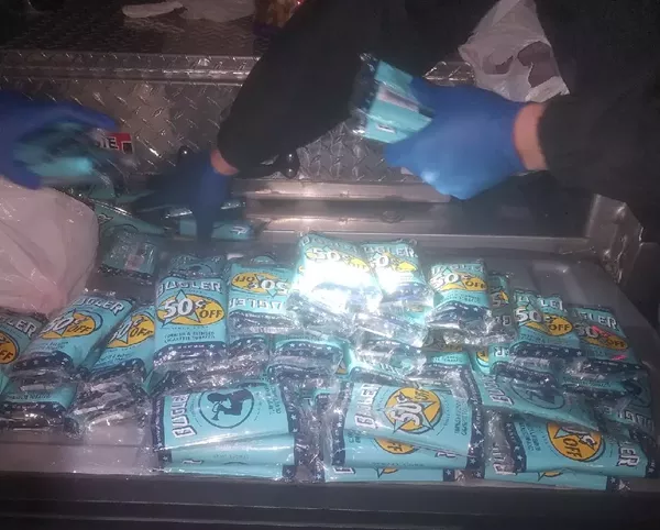 Dozens of bags of Bugler tobacco were also confiscated. - JEFFERSON COUNTY SHERIFF'S OFFICE-TEXAS / FACEBOOK