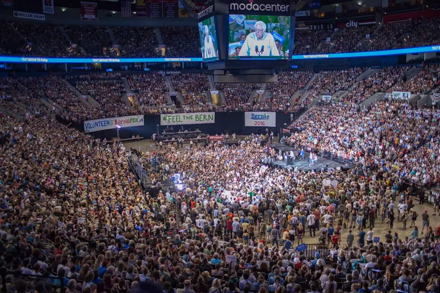 A campaign rally in Portland on Sunday drew the largest crowd yet. - COURTESY