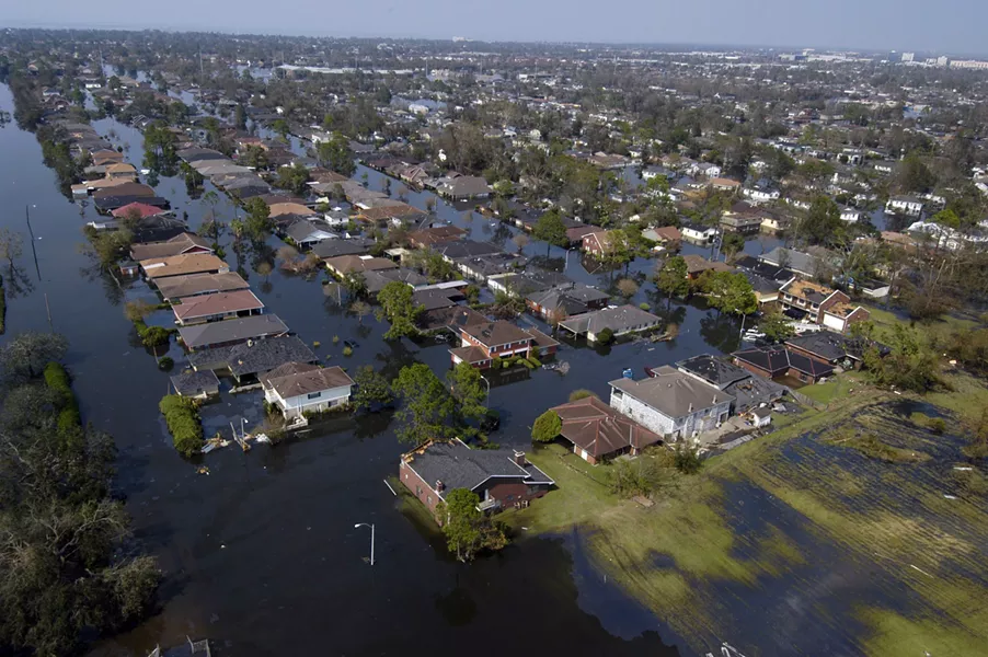 On August 29, 2005, Hurricane Katrina, a Catagory 5 storm, devastated New Orleans, Louisiana. 273,000 of the city's residents were displaced. Thousands evacuated to San Antonio, a city many of them still call home. - GARY NICHOLS/US NAVY