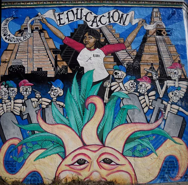 San Anto's first mural "Educacion" (1994) - COURTESY