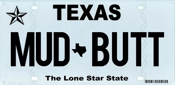 MUD BUTT was one of numerous scatological vanity plates rejected by the Department of Motor Vehicles so far this year. - ILLUSTRATION BY SAMANTHA SERNA