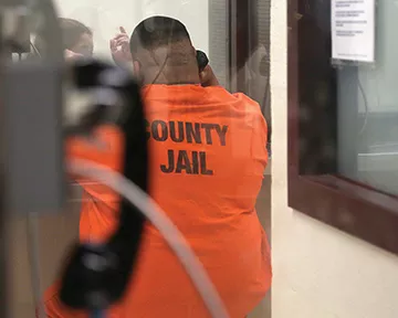 The Bexar County jail fills up with visitors who wait as many as eight hours to see inmates. - COURTESY