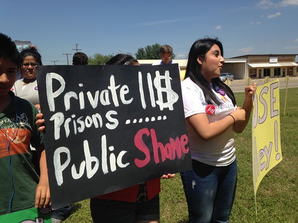 This photo shows a protest earlier this year outside the Dilley Family Detention Center. The facility famous for jailing women and children from Central America is now holding two Christian Syrian families. - COURTESY