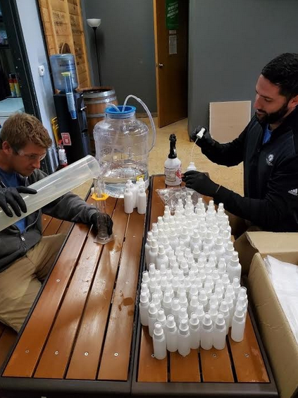 Last spring, Ranger Creek Brewing & Distilling made free hand sanitizer for hospitals, nursing homes and food handlers. - COURTESY / RANGER CREEK