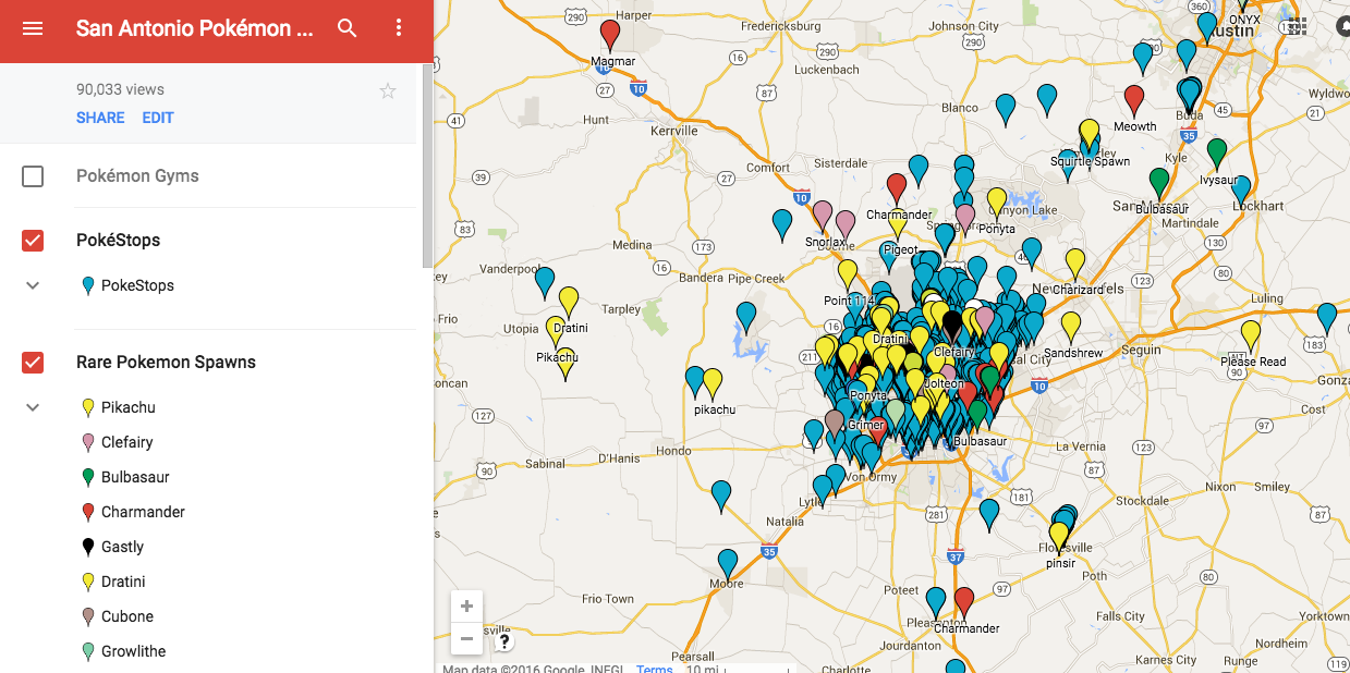 Someone Mapped Out All The Pokestops Gyms And Rare Spawnings In San Antonio The Daily