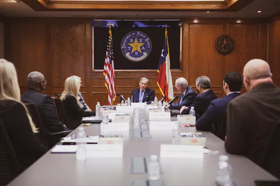 Gov. Greg Abbott speaks during Thursday's meeting with law enforcement officials. - OFFICE OF THE TEXAS GOVERNOR