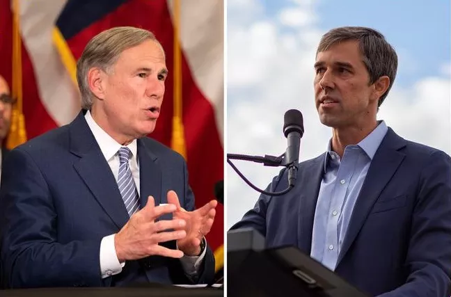 Gov. Greg Abbott, left, and former U.S. Rep. Beto O'Rourke, D-El Paso. The two traded criticisms Thursday as speculation mounts over whether O'Rourke will challenge Abbott in 2022. - THE TEXAS TRIBUNE