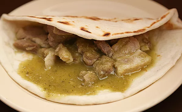 The pork in salsa verde at Taco Mexicano. - BEN OLIVO