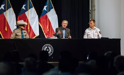 Gov. Greg Abbott speaks during Thursday's press conference in Del Rio. - TEXAS GOVERNOR'S OFFICE