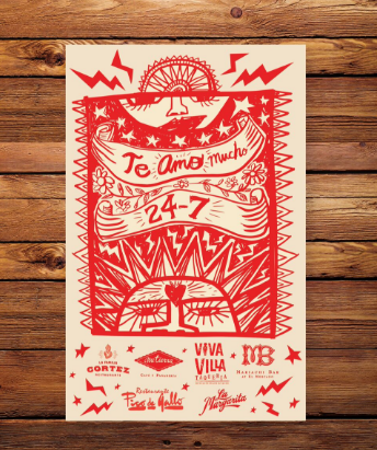 One of Cruz Ortiz's iconic screen print posters. - LA FAMILIA CORTEZ