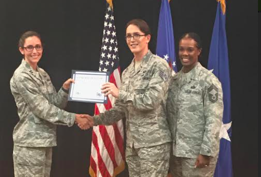 Staff Sgt. Jamie Hash at an Air Force promotion ceremony. - JAMIE HASH