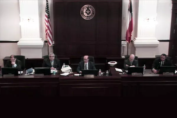 Bexar County Commissioners Court in session on Feb. 27. (Video capture)