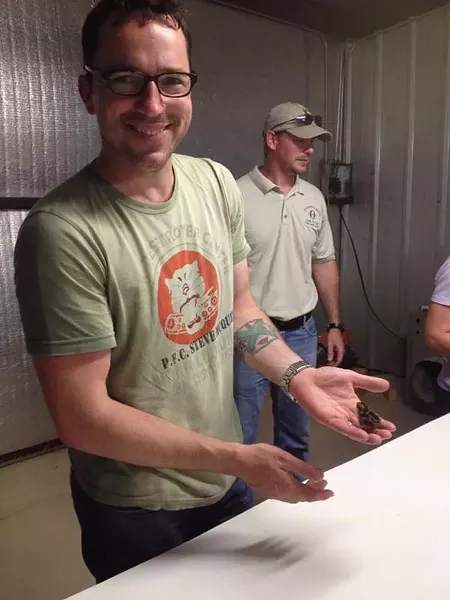 When he's not holding baby chicks, chef Steve McHugh's whipping up dinners by the Alamo - COURTESY PHOTO