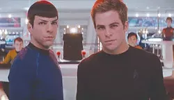 Zachary Quinto and Chris Pine play Leonard Nimoy and William Shatner in Star Trek.