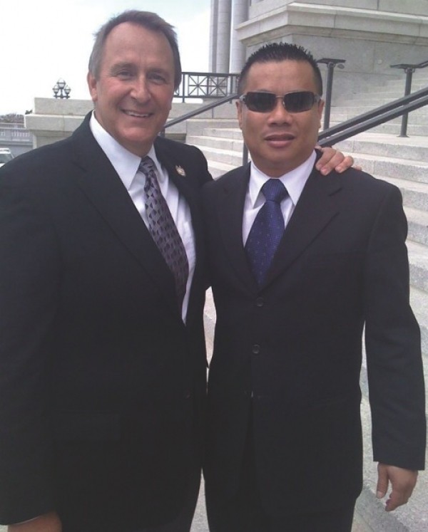 Mark Shurtleff and Sov Ouk at Utah Capitol - PHOTO FROM FACEBOOK.COM