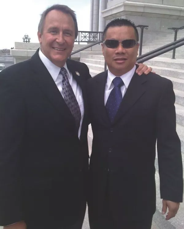 Mark Shurtleff and Sov Ouk at Utah Capitol - PHOTO FROM FACEBOOK.COM