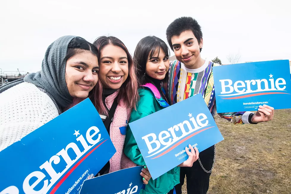 Sanders supporters gathered at the Fairpark on Monday. - ROSS COYLE