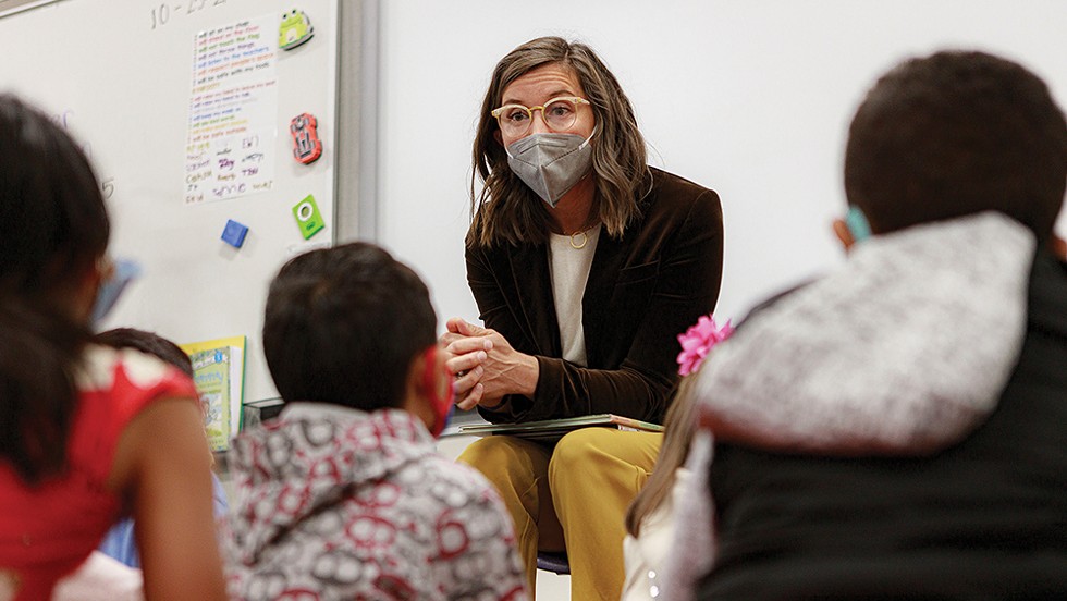 Salt Lake City Mayor Erin Mendenhall reads to school children - JOHN TAYLOR