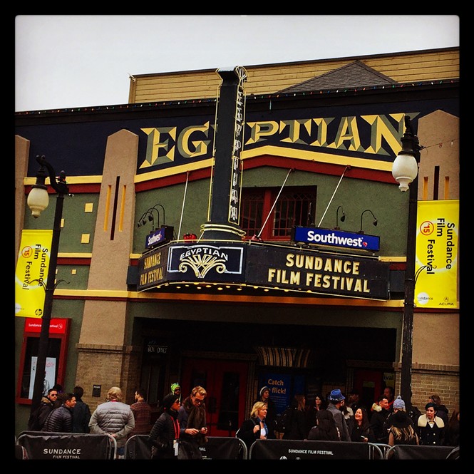 Guests wait in line for a screening at Park City's historic Egyptian Theater during the 2015 Sundance Film Festival - BENJAMIN WOOD