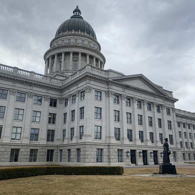 Stormy skies pass over the Utah State Capitol building on Friday, March 4. - BENJAMIN WOOD