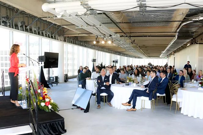 Salt Lake City Mayor Erin Mendenhall speak at a State of Downtown event on Thursday, May 12. - KELLI FRESHMAN | DOWNTOWN ALLIANCE
