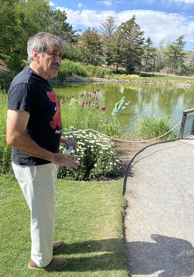 Don Lessem visits Thanksgiving Point's "Dinosaur Island" exhibit on July 1 - SCOTT RENSHAW