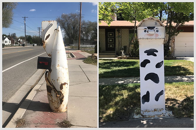 Two West Valley City mailboxes show the range of styles that residents choose to greet postal workers. - BRYANT HEATH