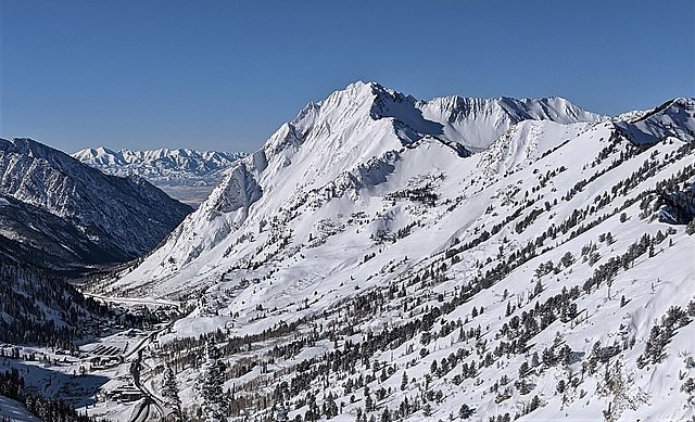 The mouth of Little Cottonwood Canyon, where state transportation officials plan to construct a roughly $500 million gondola to the Alta and Brighton ski resorts. - WIKIMEDIA