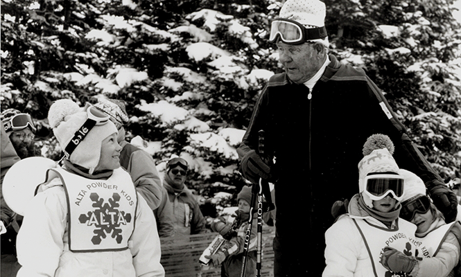 Alf Engen teaching young skiers in the late 1980s - COURTESY PHOTO