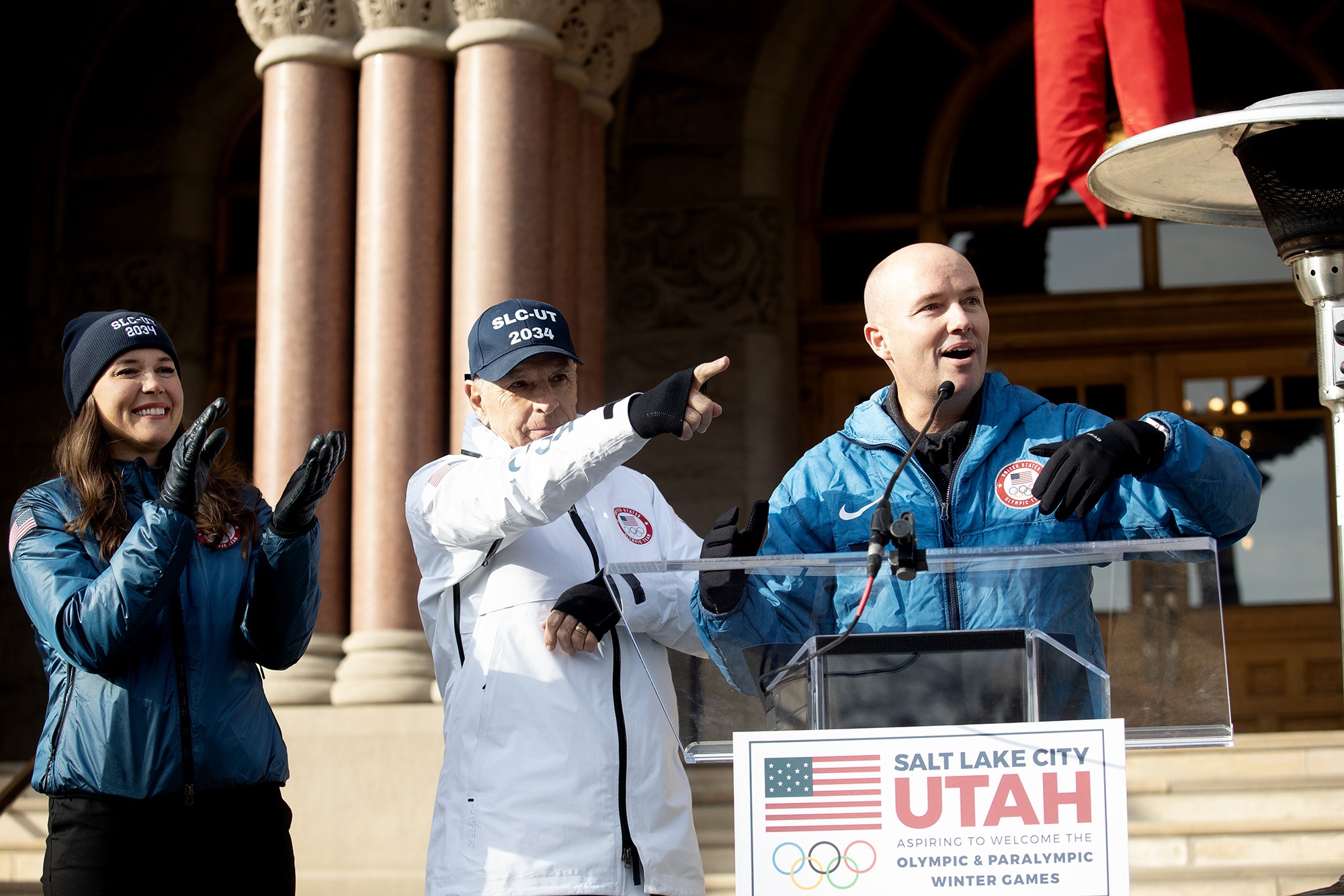 Utah Gov. Spencer Cox speaks at an event celebrating Salt Lake City's selection as preferred host for the 2034 Olympic Winter Games on Wednesday, Nov. 29, 2023. - COURTESY OF SALT LAKE CITY