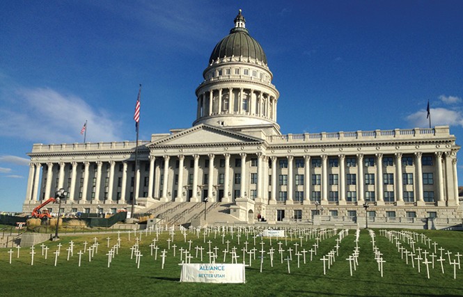 A health-care advocacy group placed more than 360 at the Utah State Capitol Oct. 21 to represent the number of estimated deaths resulting from Utah's failure to expand Medicaid