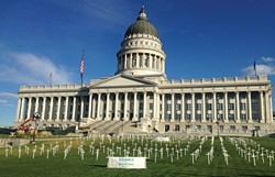 A health-care advocacy group placed more than 360 at the Utah State Capitol Oct. 21 to represent the number of estimated deaths resulting from Utah's failure to expand Medicaid. - ALLIANCE FOR A BETTER UTAH