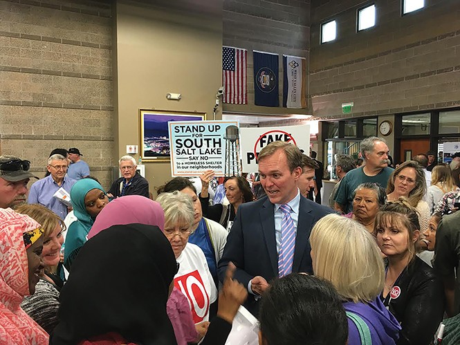 Constituents give a piece of their mind to Salt Lake County Mayor Ben McAdams on Tuesday, March 21. - DW HARRIS