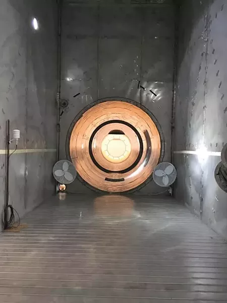 A cylindrical tunnel in the Active Standoff Chamber at Dugway Proving Ground. - DW HARRIS