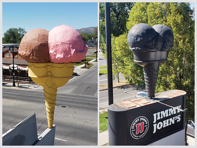 The ice cream fridges may be long gone from these former Snelgrove locations, but their iconic double-scoops live on. - BRYANT HEATH
