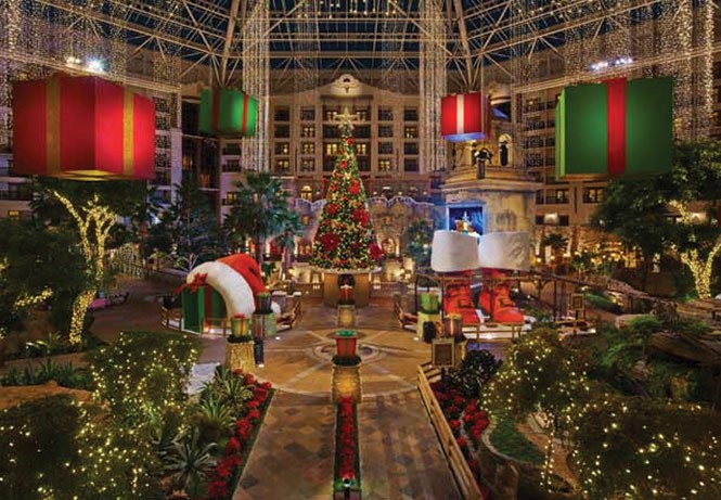 The Gaylord Texas Resort, also in Grapevine, decks its halls in a big way.
