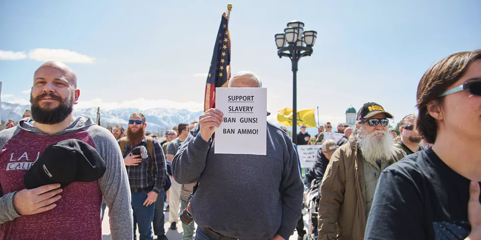 Second Amendment supporters congregate at the Capitol on April 14. - SARAH ARNOFF