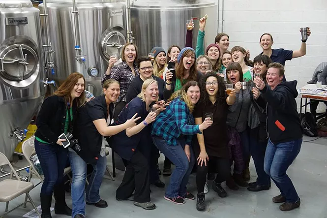 Members of Hop Bombshell at SaltFire Brewing - BECKY PETERSON