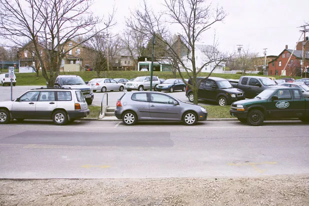A car parked "left to curb" in Winooski
