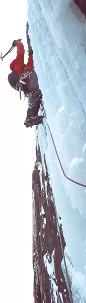 An ice climber on the cliffs of Mt. Pisgah - ALDEN PELLETT