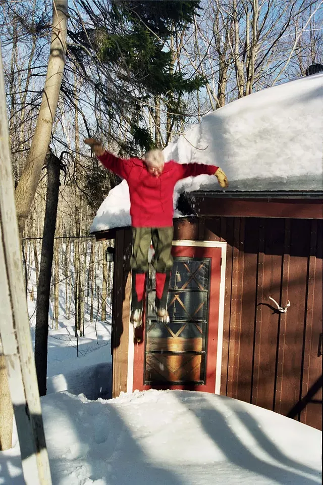 Anne Mausolff jumping off the roof of her house - COURTESY OF SHANTI BRUBAKER