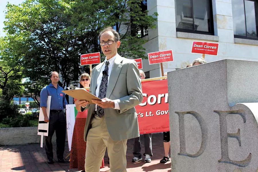 Dean Corren at a Burlington press conference in July - FILE: PAUL HEINTZ