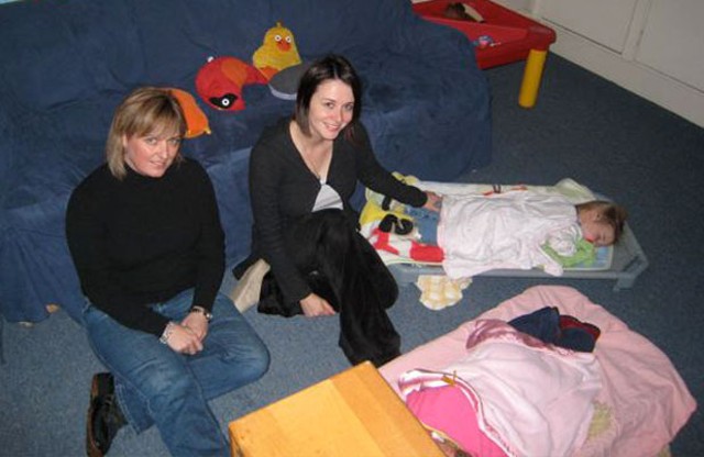 Didi Harris and Tina Boljevac, child care providers at The Greater Burlington YMCA - MIKE IVES